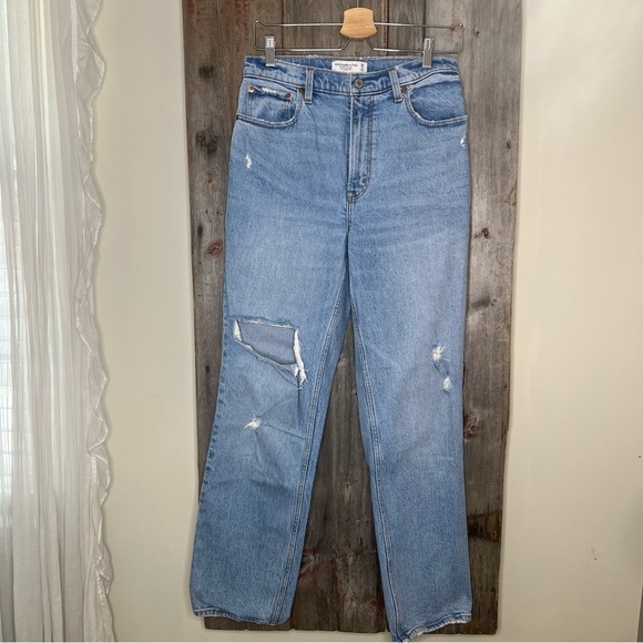 Abercrombie & Fitch 90’s Straight Ultra High Rise Jeans Distressed 28 Reg - Picture 12 of 12